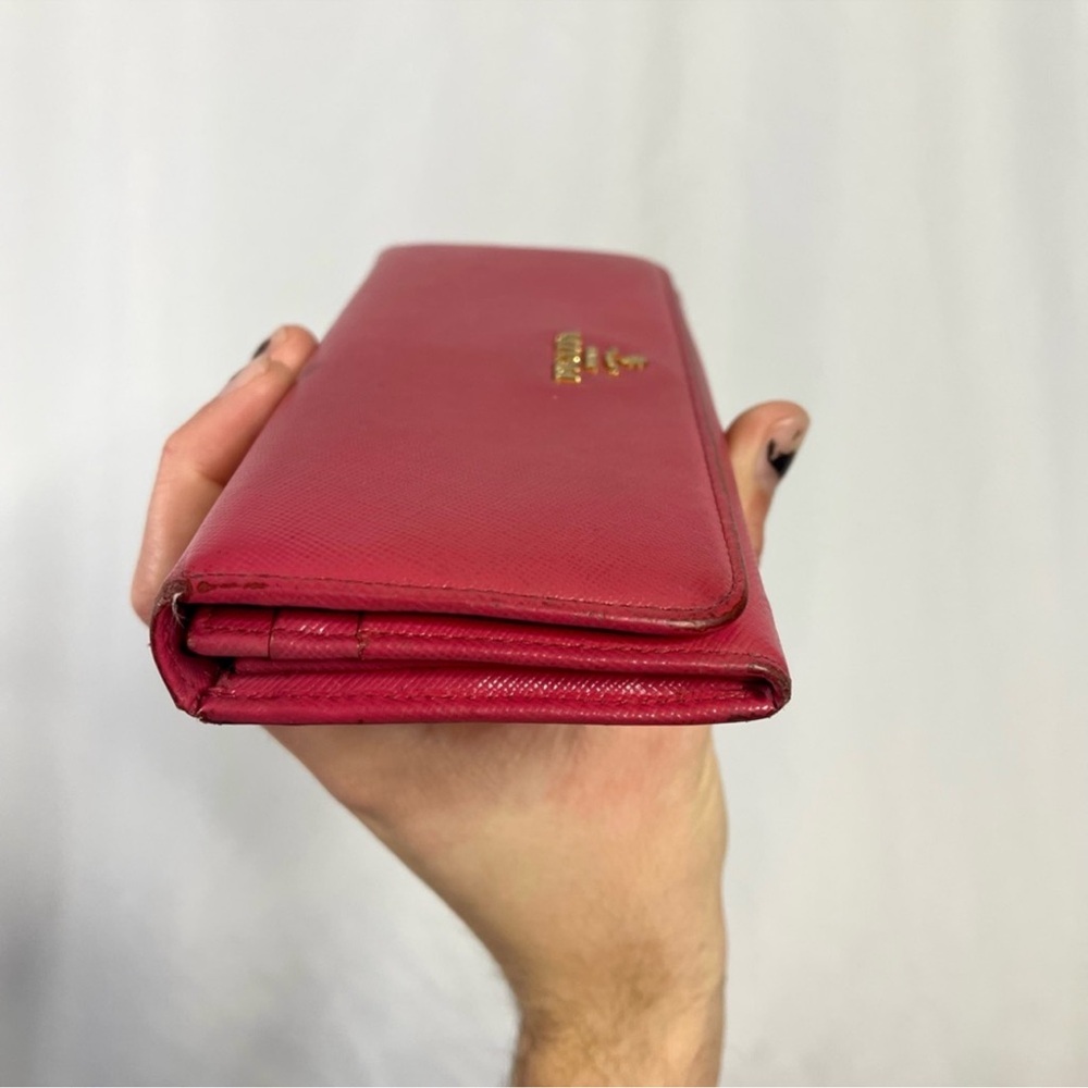 Prada | womens large hot pink saffiano leather flap snap-button closure wallet - Picture 5 of 10